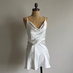 Motel Rocks White Satin Cowl Mini Dress